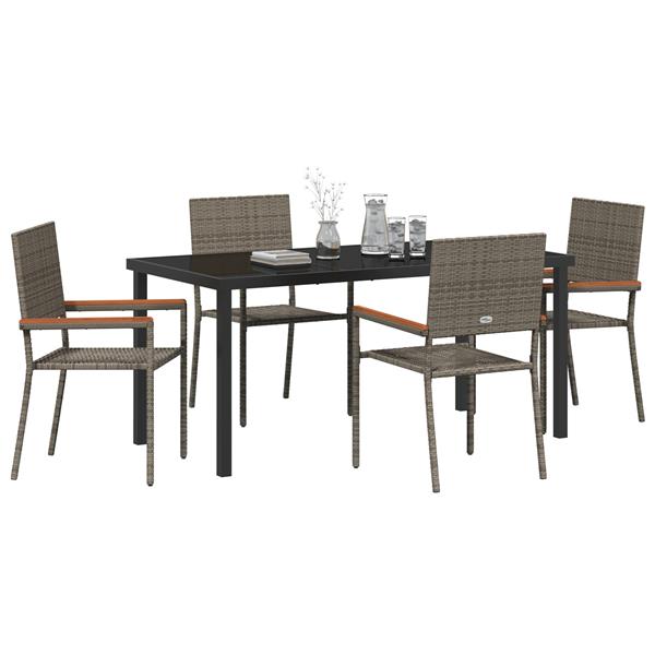 Grote foto vidaxl tuin eetset 5 pcs grijs poly riet tuin en terras tuinmeubelen