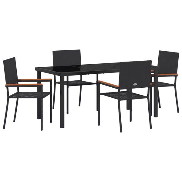 Grote foto vidaxl tuin eetset 5 pcs zwart poly riet tuin en terras tuinmeubelen