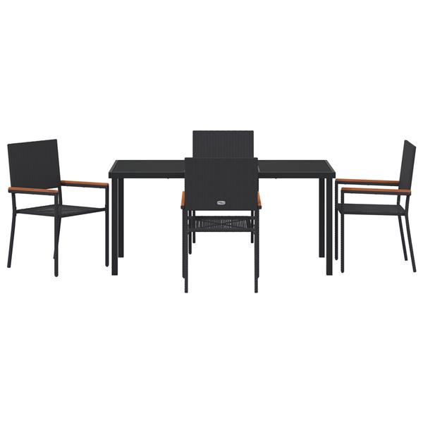 Grote foto vidaxl tuin eetset 5 pcs zwart poly riet tuin en terras tuinmeubelen