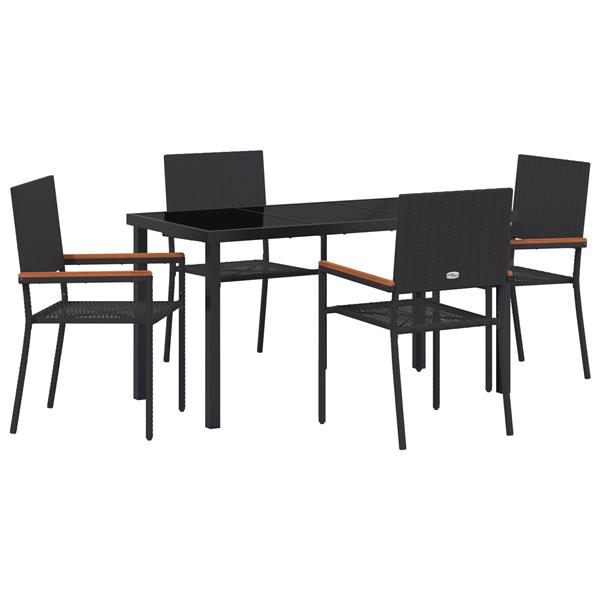 Grote foto vidaxl tuin eetset 5 pcs zwart poly riet tuin en terras tuinmeubelen
