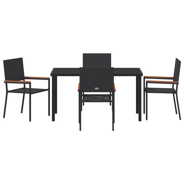 Grote foto vidaxl tuin eetset 5 pcs zwart poly riet tuin en terras tuinmeubelen