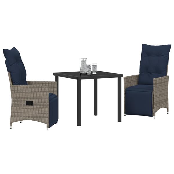 Grote foto vidaxl tuin eetset 3 pcs grijs poly rattan tuin en terras tuinmeubelen