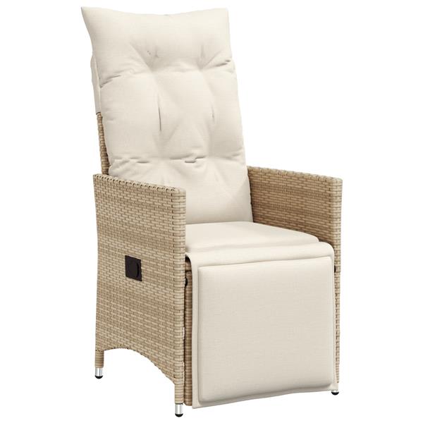 Grote foto vidaxl tuin eetset met kussen 3 pcs beige poly riet tuin en terras tuinmeubelen