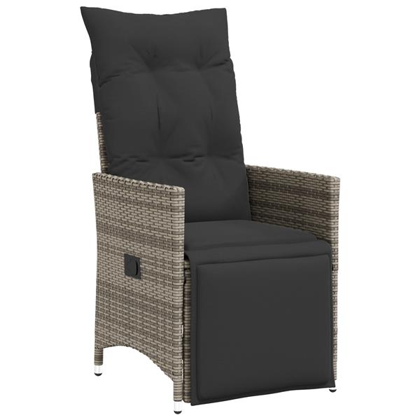Grote foto vidaxl tuin eetset met kussen 3 pcs grijs poly riet tuin en terras tuinmeubelen