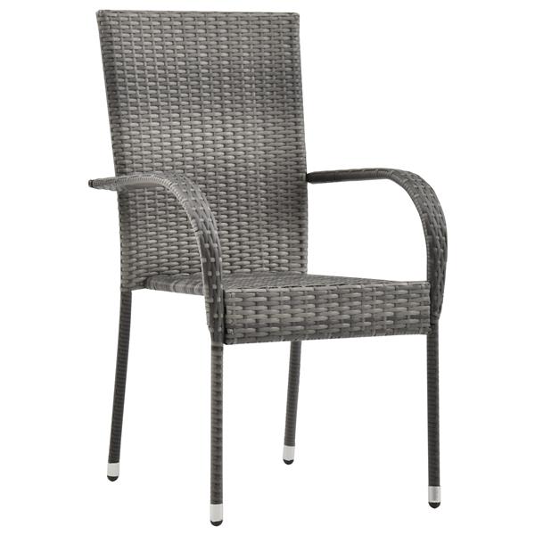Grote foto vidaxl tuin eetset 7 pcs grijs poly riet tuin en terras tuinmeubelen