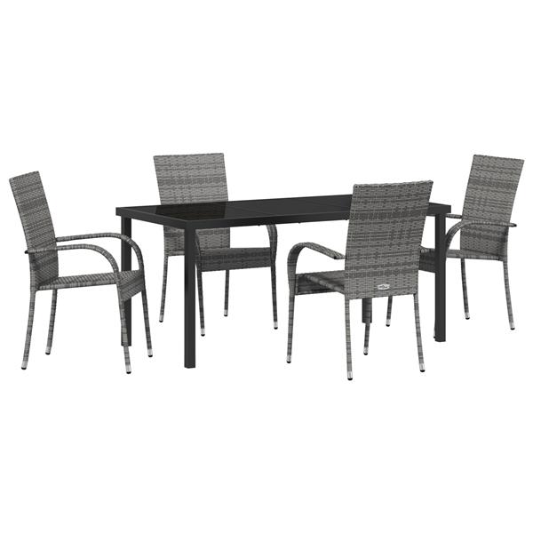Grote foto vidaxl tuin eetset 5 pcs grijs poly riet tuin en terras tuinmeubelen