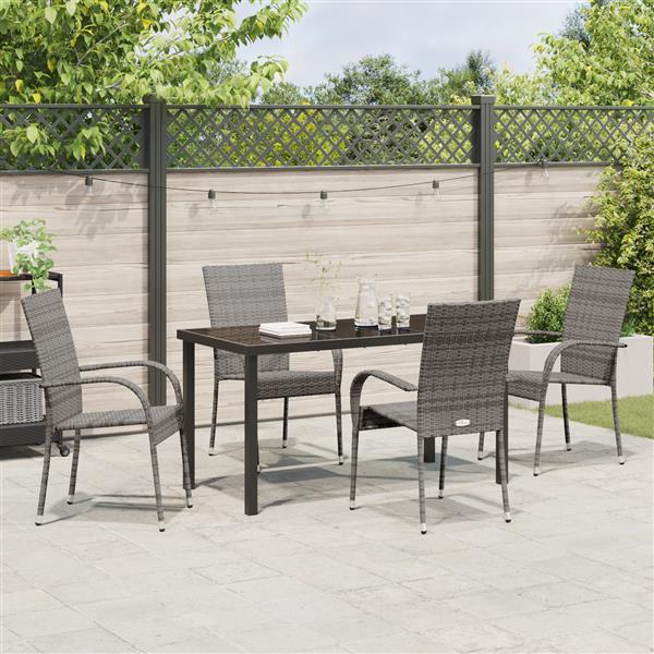 Grote foto vidaxl tuin eetset 5 pcs grijs poly riet tuin en terras tuinmeubelen