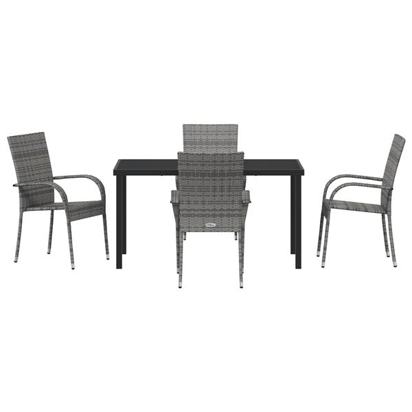 Grote foto vidaxl tuin eetset 5 pcs grijs poly riet tuin en terras tuinmeubelen
