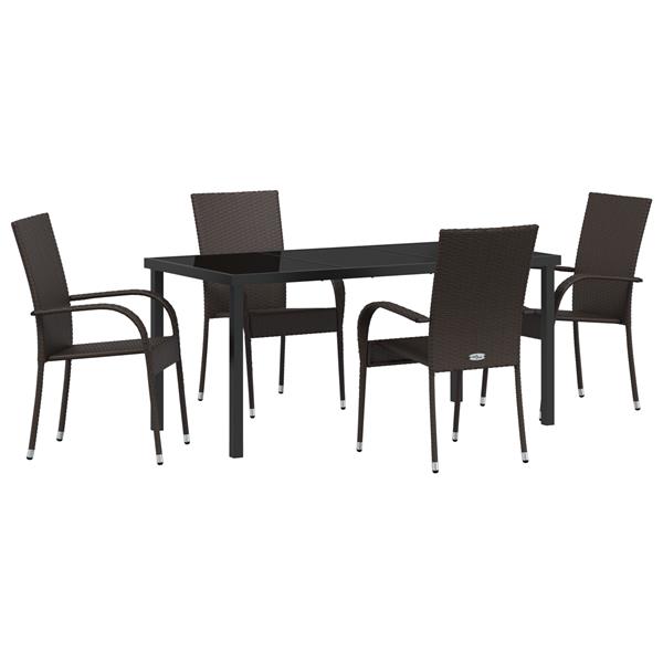 Grote foto vidaxl tuin eetset 5 pcs bruin poly riet tuin en terras tuinmeubelen