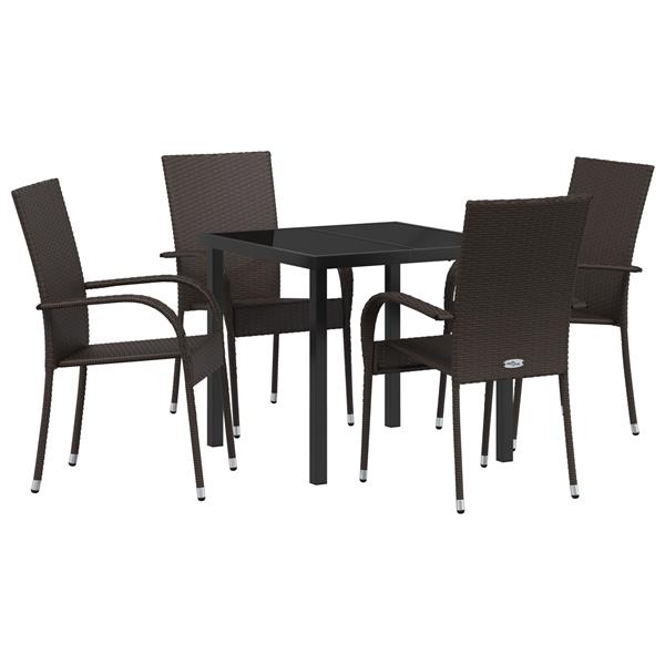 Grote foto vidaxl tuin eetset 5 pcs bruin poly riet tuin en terras tuinmeubelen