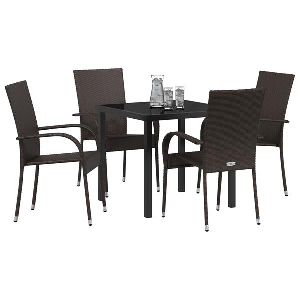 Grote foto vidaxl tuin eetset 5 pcs bruin poly riet tuin en terras tuinmeubelen