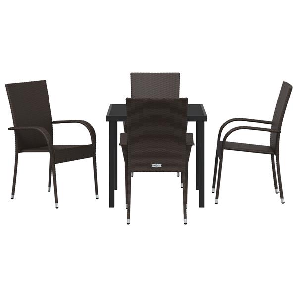 Grote foto vidaxl tuin eetset 5 pcs bruin poly riet tuin en terras tuinmeubelen