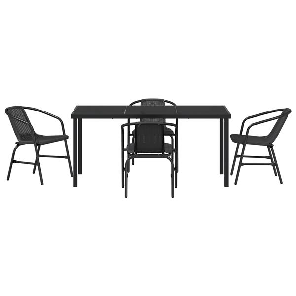 Grote foto vidaxl tuin eetset 5 pcs zwart poly riet tuin en terras tuinmeubelen
