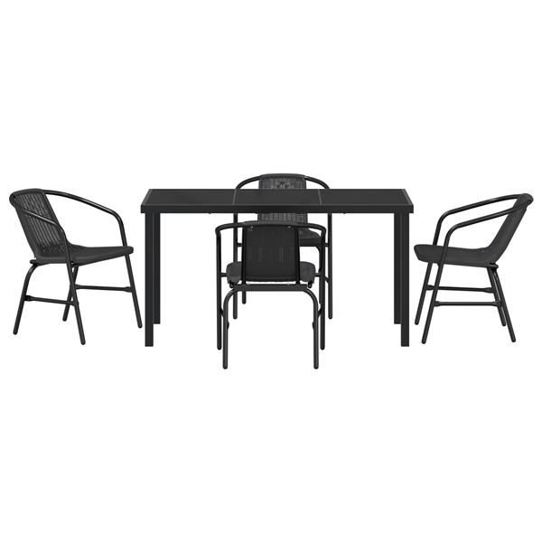 Grote foto vidaxl tuin eetset 5 pcs zwart poly riet tuin en terras tuinmeubelen