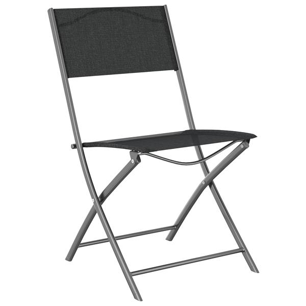 Grote foto vidaxl tuin eetset 5 pcs zwart textilene en staal tuin en terras tuinmeubelen