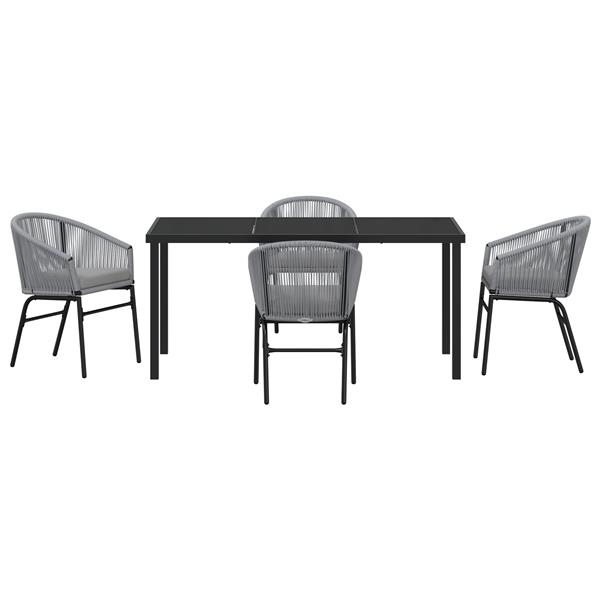 Grote foto vidaxl tuin eetset 5 pcs grijs poly riet tuin en terras tuinmeubelen