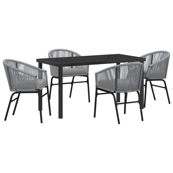 Grote foto vidaxl tuin eetset 5 pcs grijs poly riet tuin en terras tuinmeubelen