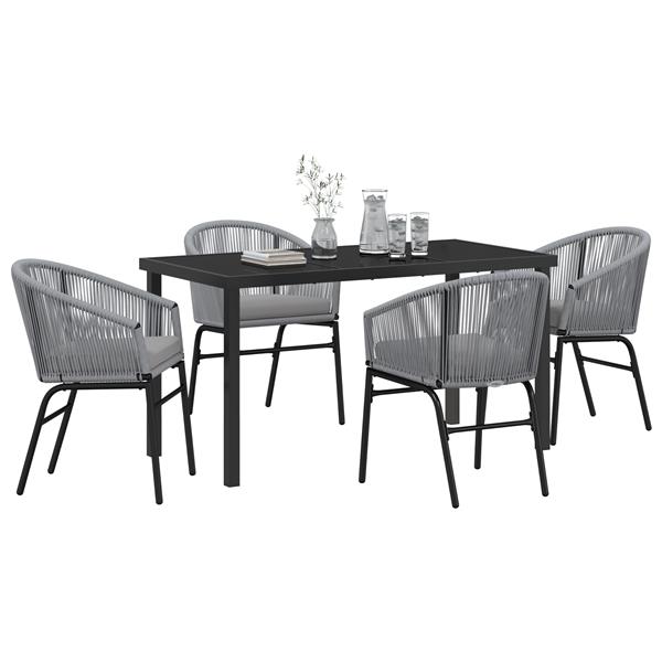 Grote foto vidaxl tuin eetset 5 pcs grijs poly riet tuin en terras tuinmeubelen