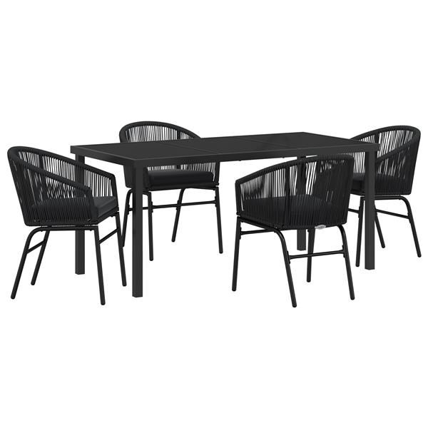 Grote foto vidaxl tuin eetset 5 pcs zwart poly riet tuin en terras tuinmeubelen