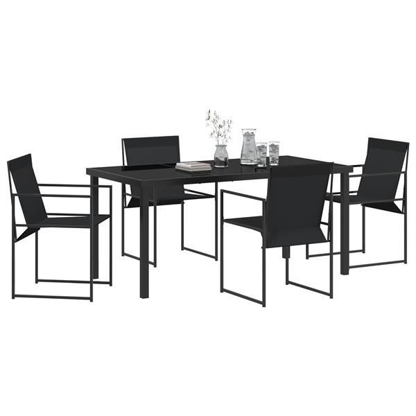 Grote foto vidaxl tuin eetset 5 pcs zwart textilene en staal met poedercoating tuin en terras tuinmeubelen