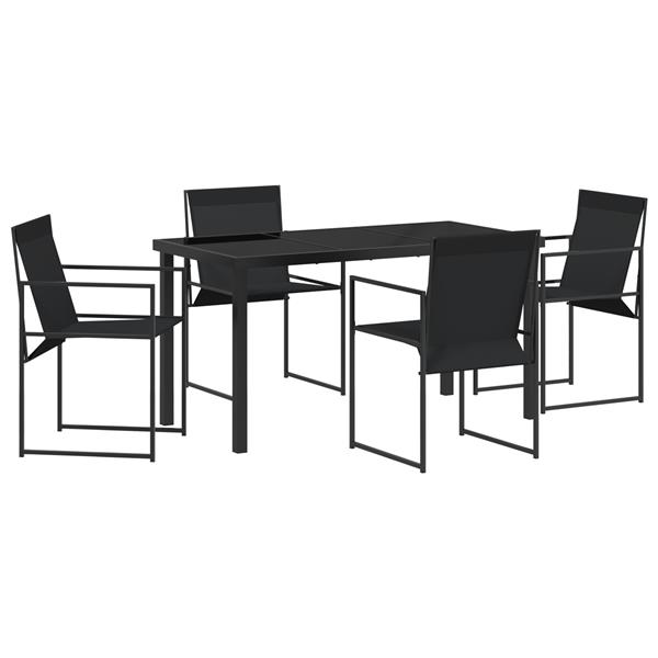 Grote foto vidaxl tuin eetset 5 pcs zwart textilene en staal met poedercoating tuin en terras tuinmeubelen
