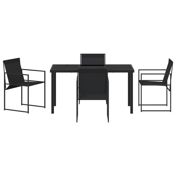 Grote foto vidaxl tuin eetset 5 pcs zwart textilene en staal met poedercoating tuin en terras tuinmeubelen