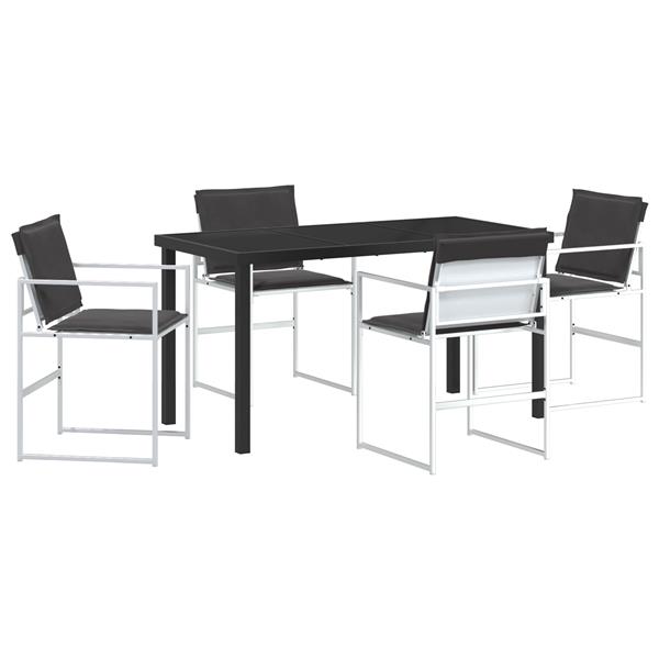 Grote foto vidaxl tuin eetset 5 pcs wit 140 x 70 x 73 cm textilene en staal tuin en terras tuinmeubelen