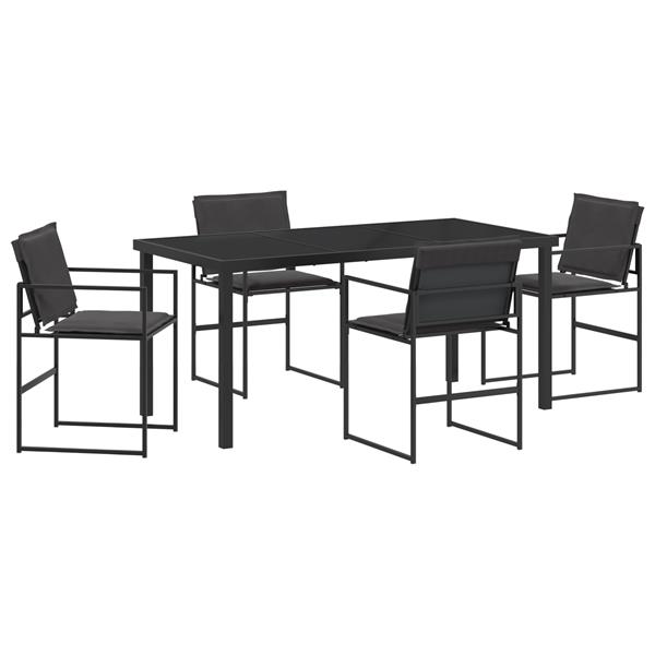 Grote foto vidaxl tuin eetset 5 pcs zwart 160 x 80 x 73 cm textilene en staal tuin en terras tuinmeubelen