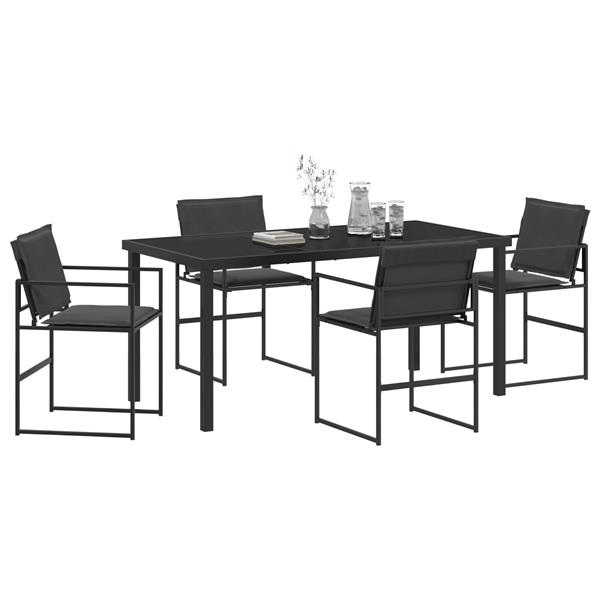 Grote foto vidaxl tuin eetset 5 pcs zwart 160 x 80 x 73 cm textilene en staal tuin en terras tuinmeubelen