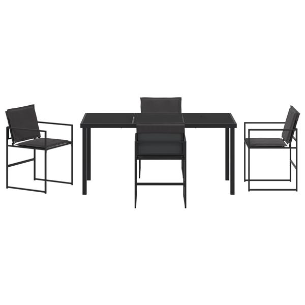 Grote foto vidaxl tuin eetset 5 pcs zwart 160 x 80 x 73 cm textilene en staal tuin en terras tuinmeubelen