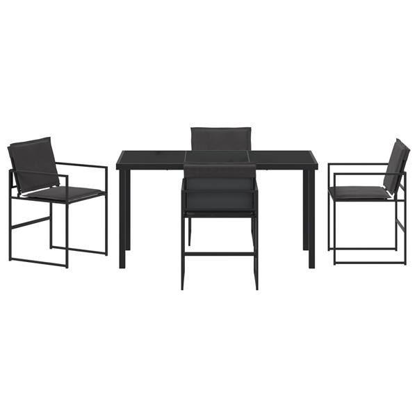 Grote foto vidaxl tuin eetset 5 pcs zwart 140 x 70 x 73 cm textilene en staal tuin en terras tuinmeubelen