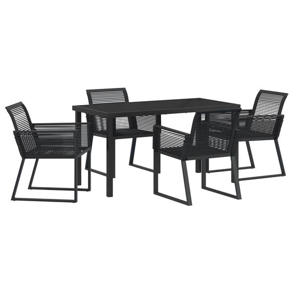 Grote foto vidaxl tuin eetset 5 pcs zwart poly riet tuin en terras tuinmeubelen