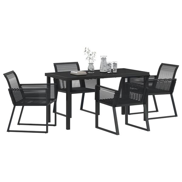 Grote foto vidaxl tuin eetset 5 pcs zwart poly riet tuin en terras tuinmeubelen