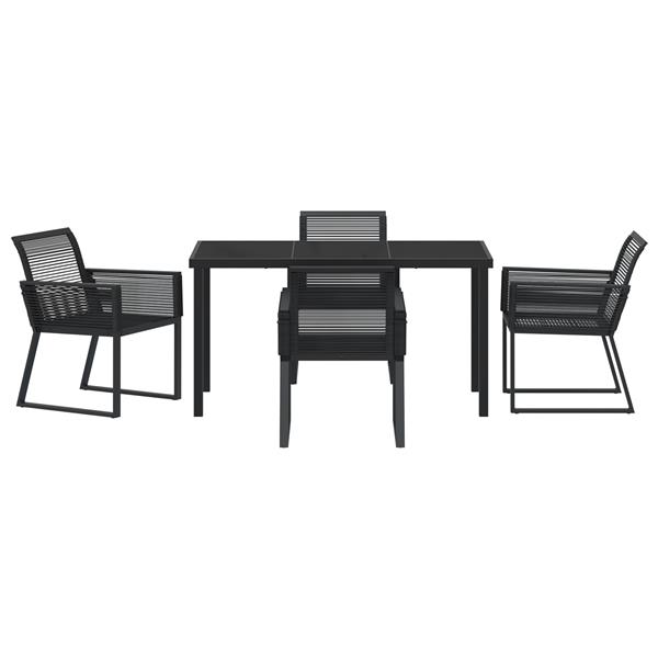 Grote foto vidaxl tuin eetset 5 pcs zwart poly riet tuin en terras tuinmeubelen