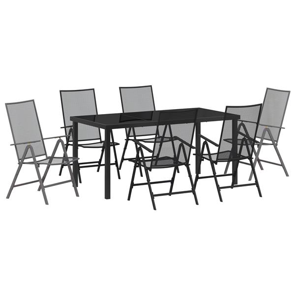 Grote foto vidaxl tuin eetset 7 pcs antraciet staal tuin en terras tuinmeubelen