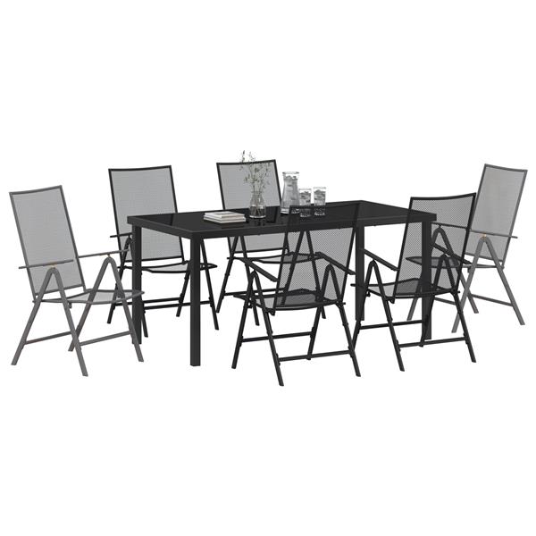 Grote foto vidaxl tuin eetset 7 pcs antraciet staal tuin en terras tuinmeubelen