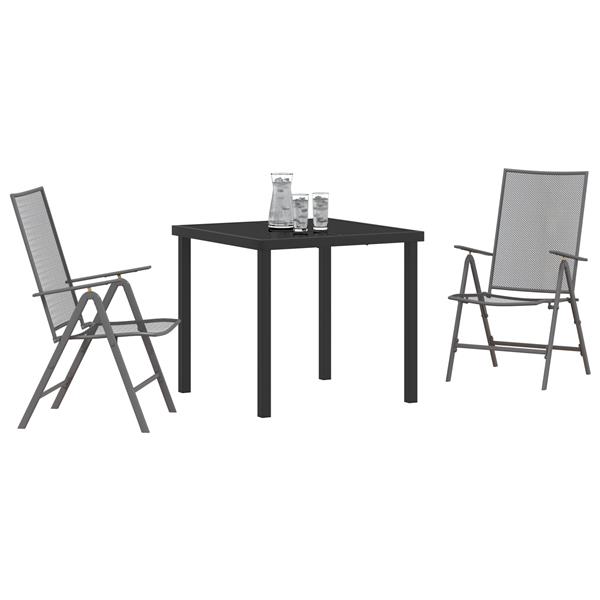 Grote foto vidaxl tuin eetset 3 pcs antraciet staal tuin en terras tuinmeubelen