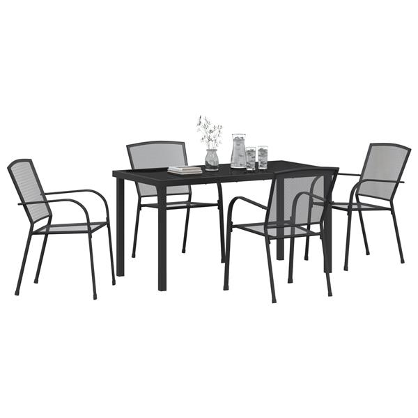 Grote foto vidaxl tuin eetset 5 pcs antraciet staal tuin en terras tuinmeubelen