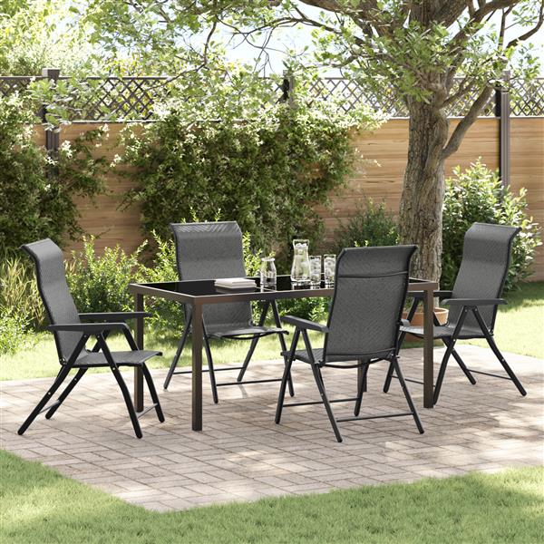 Grote foto vidaxl tuin eetset 5 pcs grijs poly riet tuin en terras tuinmeubelen