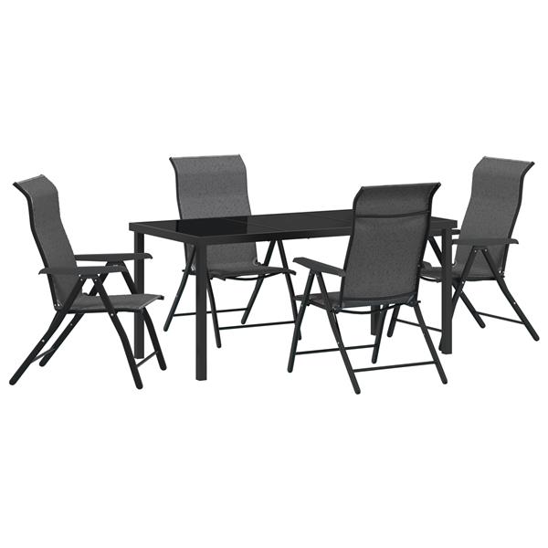 Grote foto vidaxl tuin eetset 5 pcs grijs poly riet tuin en terras tuinmeubelen