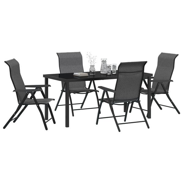 Grote foto vidaxl tuin eetset 5 pcs grijs poly riet tuin en terras tuinmeubelen
