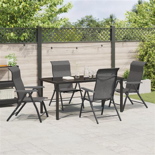 Grote foto vidaxl tuin eetset 5 pcs grijs poly riet tuin en terras tuinmeubelen