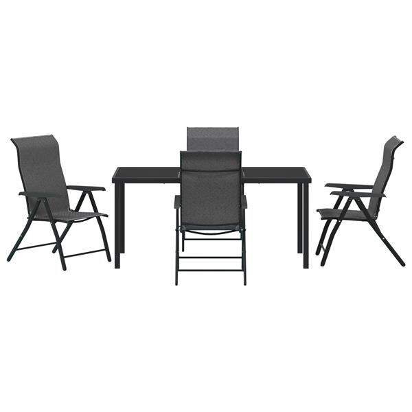 Grote foto vidaxl tuin eetset 5 pcs grijs poly riet tuin en terras tuinmeubelen