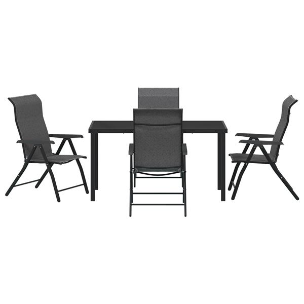 Grote foto vidaxl tuin eetset 5 pcs grijs poly riet tuin en terras tuinmeubelen