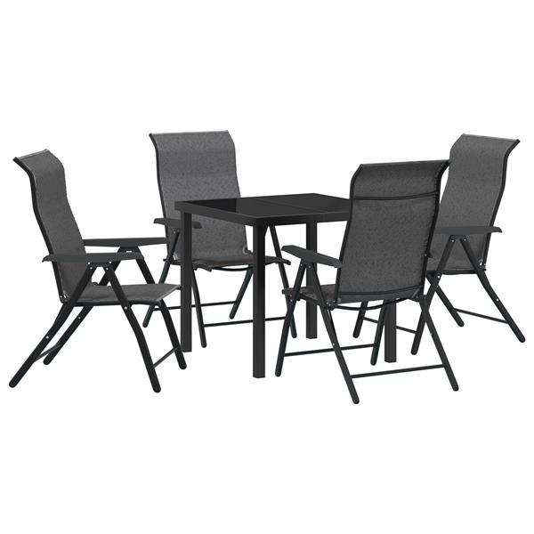 Grote foto vidaxl tuin eetset 5 pcs grijs poly riet tuin en terras tuinmeubelen
