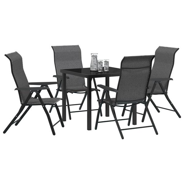 Grote foto vidaxl tuin eetset 5 pcs grijs poly riet tuin en terras tuinmeubelen