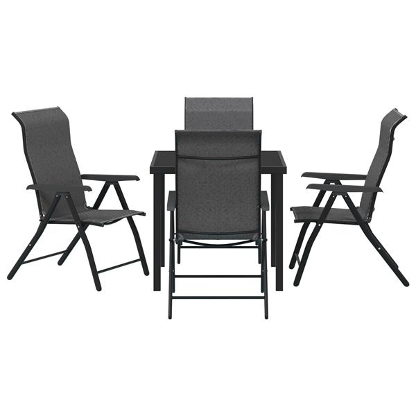 Grote foto vidaxl tuin eetset 5 pcs grijs poly riet tuin en terras tuinmeubelen
