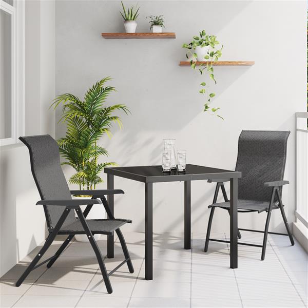 Grote foto vidaxl tuin eetset 3 pcs grijs poly riet tuin en terras tuinmeubelen