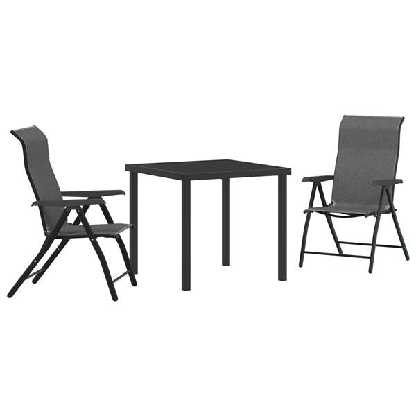 Grote foto vidaxl tuin eetset 3 pcs grijs poly riet tuin en terras tuinmeubelen