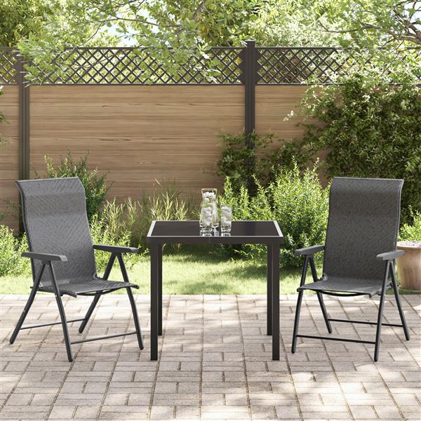 Grote foto vidaxl tuin eetset 3 pcs grijs poly riet tuin en terras tuinmeubelen